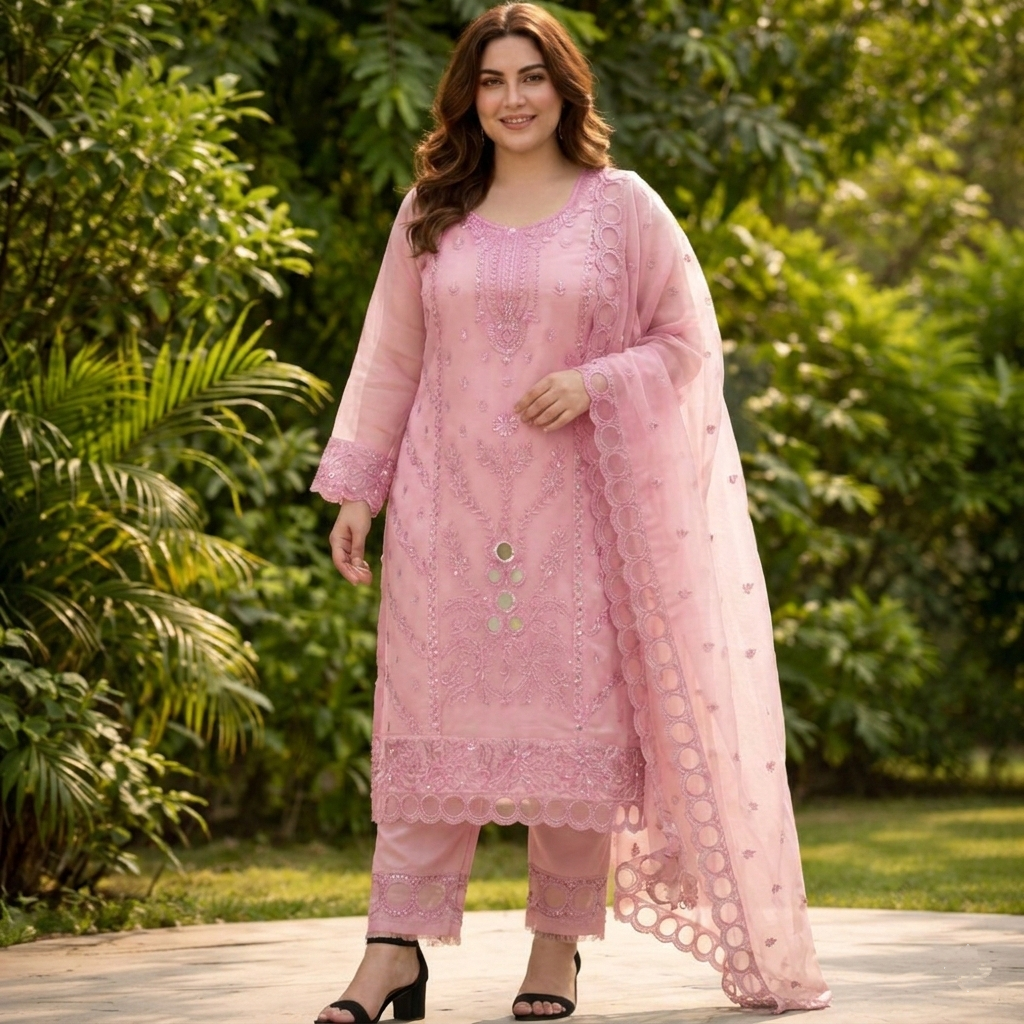 Exclusive Embroidered Georgette Salwar Kameez 4 Piece Rose Blush